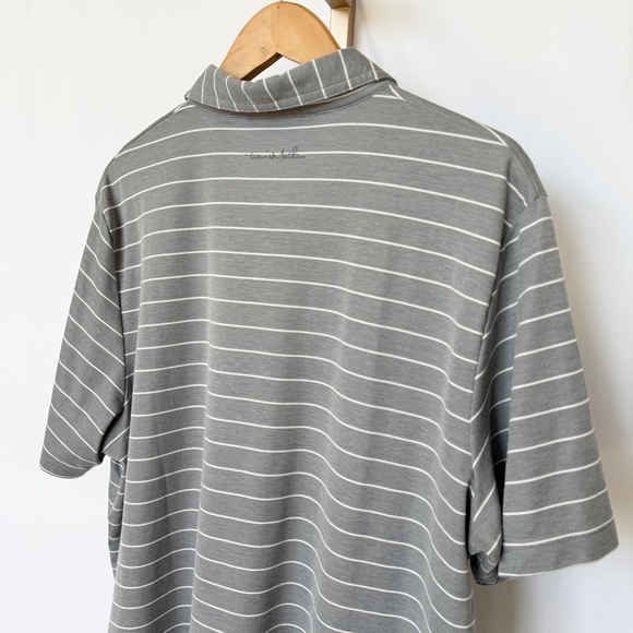 Travis Mathew Men's XL Gray Striped Polo Shirt Short Sleeve Casual Golf Summer - Picture 8 of 12